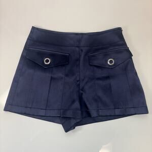 Womens ZARA Shorts Trafaluc Collection Silky Satin Navy Blue Sz Sm Romantic Goth